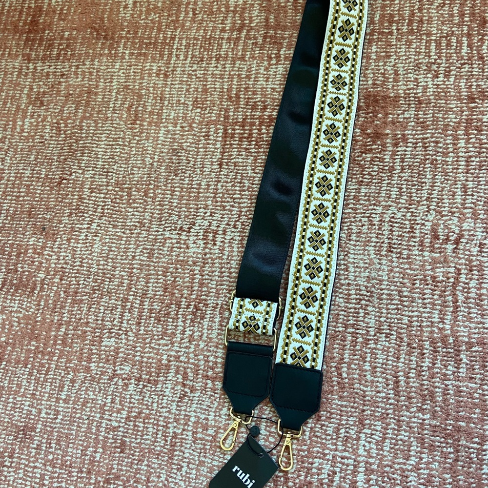 Rubi Black and Gold Embroidered Strap